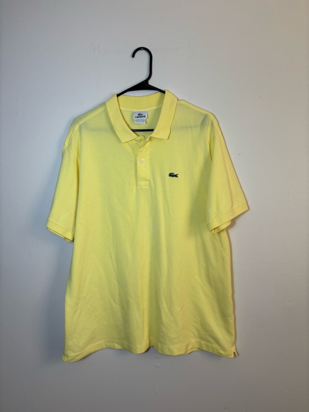 Lacoste Short Sleeve Polo Shirt Yellow Embroidered Gator Logo Size 7